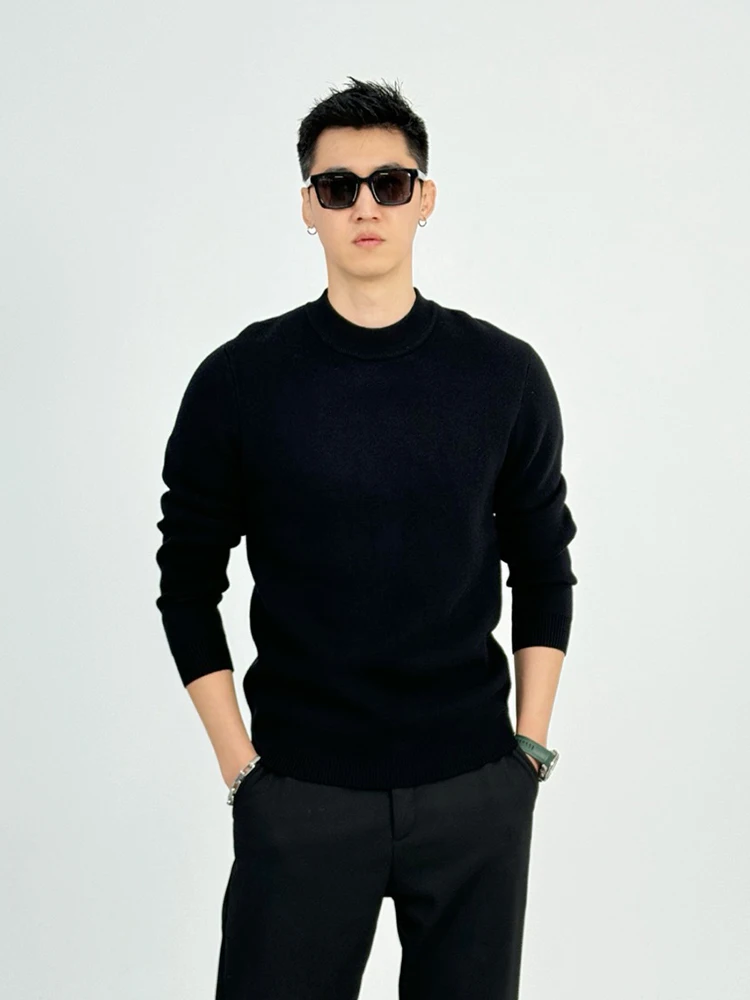 

Bla Semi-High Collar Slim Fit Men's Knitwear Winter Base Layer Casual Sle Polyester Fiber Long Sve Faionable Sweater