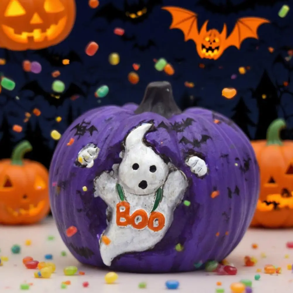 パンプキンデザイン 不気味なハロウィーンのカボチャの置物 かわいい農家の装飾 ホームマントルフロントドア用 樹脂製テーブルトップ ポーチ用