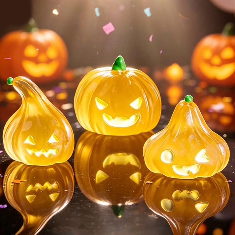 Light-Absorbing Halloween Pumpkin Figurines, Set of 8 Smooth Miniatures with Varied Pumpkin Styles for Party Arrangements, Y5GB