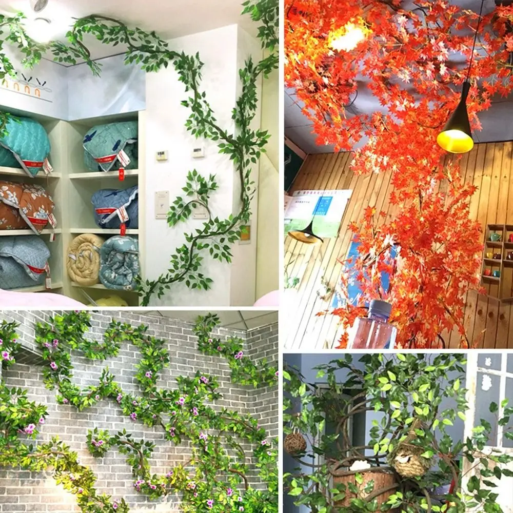 Green Color Banyan Tree Leaves New 10Styles Plastic Branches Fake Leaves Home Decoration
