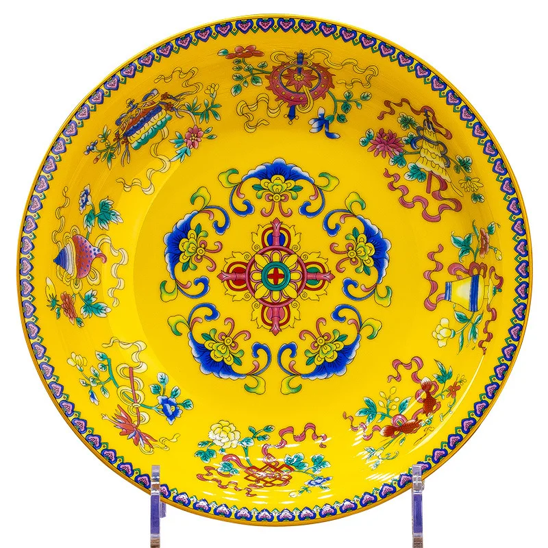 

7-дюймовая керамическая тарелка, керамическая тарелка из эмали, бытовая утолщенная суповая тарелка.