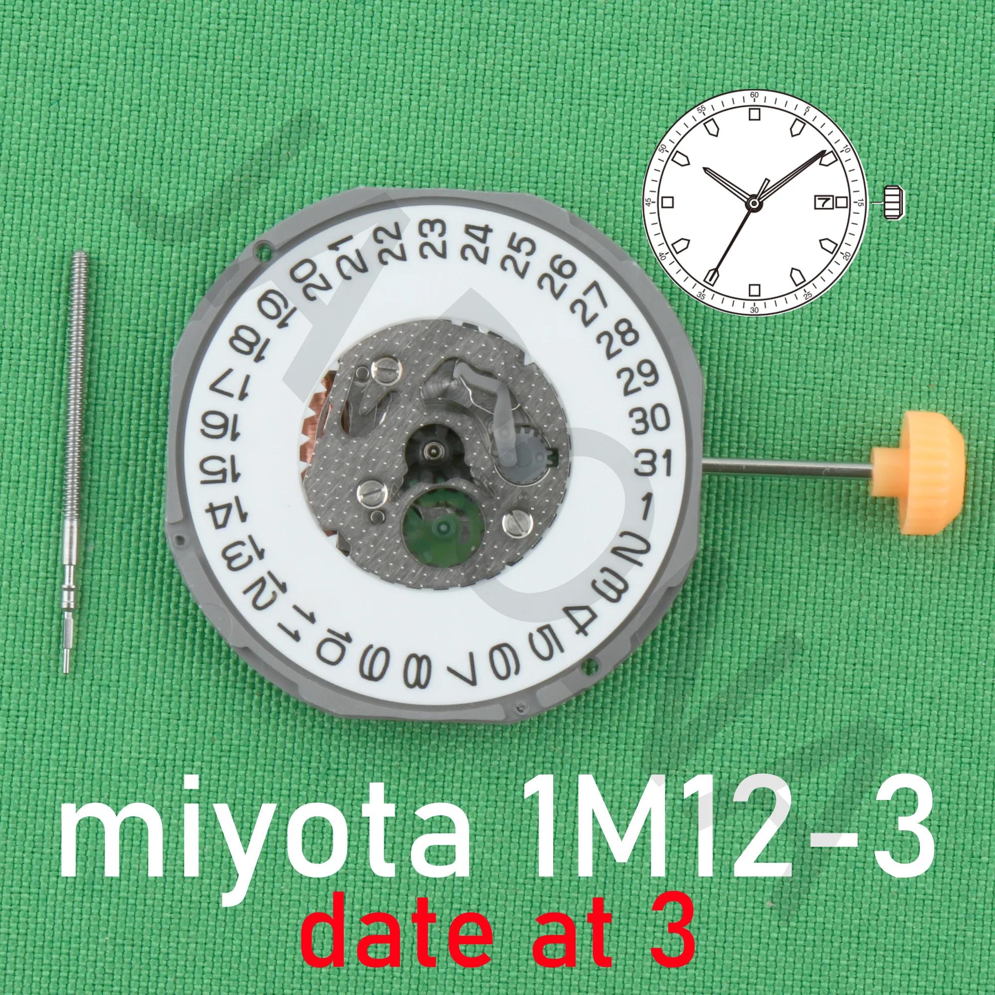 ساعة حركة الكوارتز Miyota ، حركة 1M12D-3 ، اليابان ، 3 أيدي ، تاريخ ، 1M12D ، استبدال 1M12