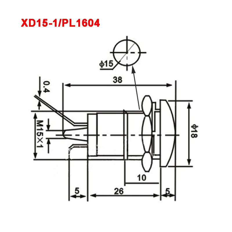 10pcs XD15-1 PL1604 24V 220V 15mm Indicator light Signal light Pilot light