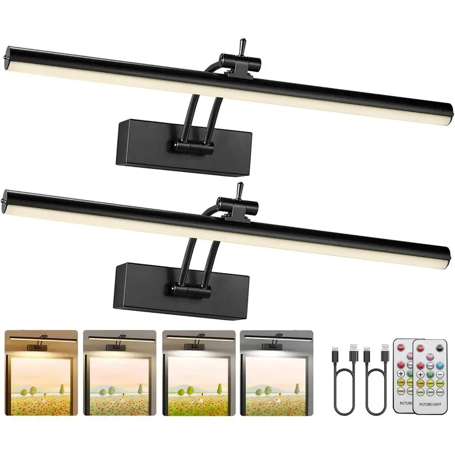 

Pack Picture Lights for Wall Battery Operated, 16 inch Wireless Art Lighting for Painting, 6 Colors Picture Frame Lights with Re