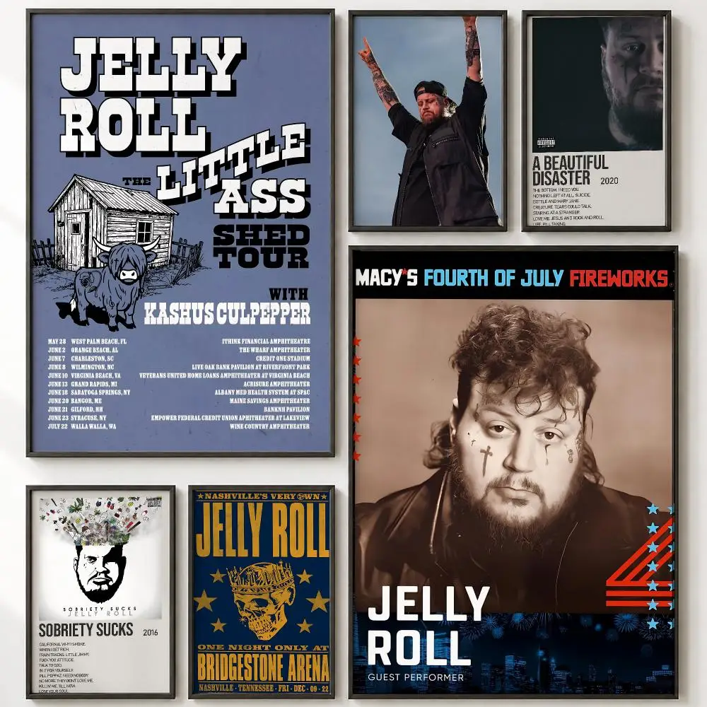 Rapper Jelly Roll Poster HD poster wall art self-stick no-residue for home cafe office great gift