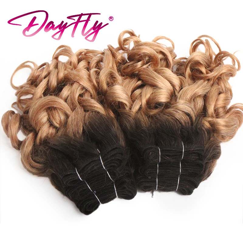 6+1/Lot Brazilian Hair Weaving With Closure Ombre Bouncy Curly Bundles With Closure 4x4 Short Human Hair Bundles And Closure