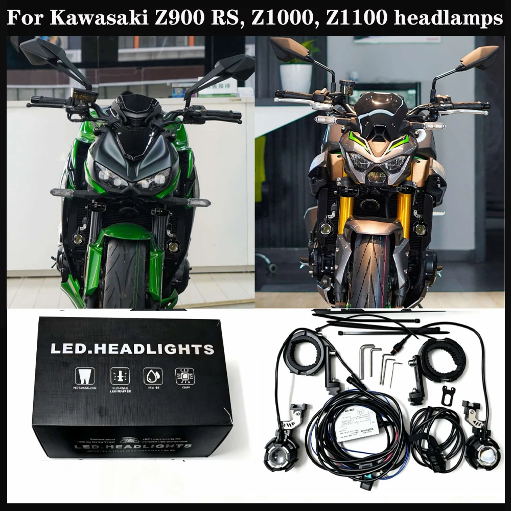 120W Motorcycle Driving Light for Kawasaki Z900 RS, Z1000, Z1100 - Modified Spotlight, Anti-Fog Light, Flashing Light Kit