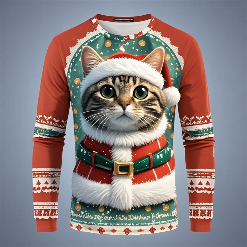 Tops divertidos con estampado 3D a la moda para hombre, suéter informal sencillo Harajuku de manga larga para hombre, sudadera holgada de diseño callejero con cuello redondo para hombre