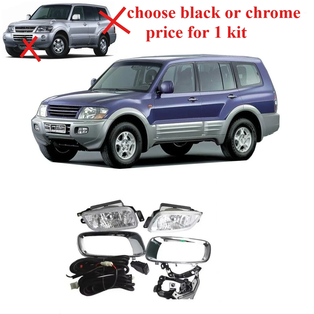 1 Kit  Black or Chrome Lamp Set for Pajero V70 2000-2002 MR388019 Front Light Kit for Shogun V73 Shell 11 Pieces