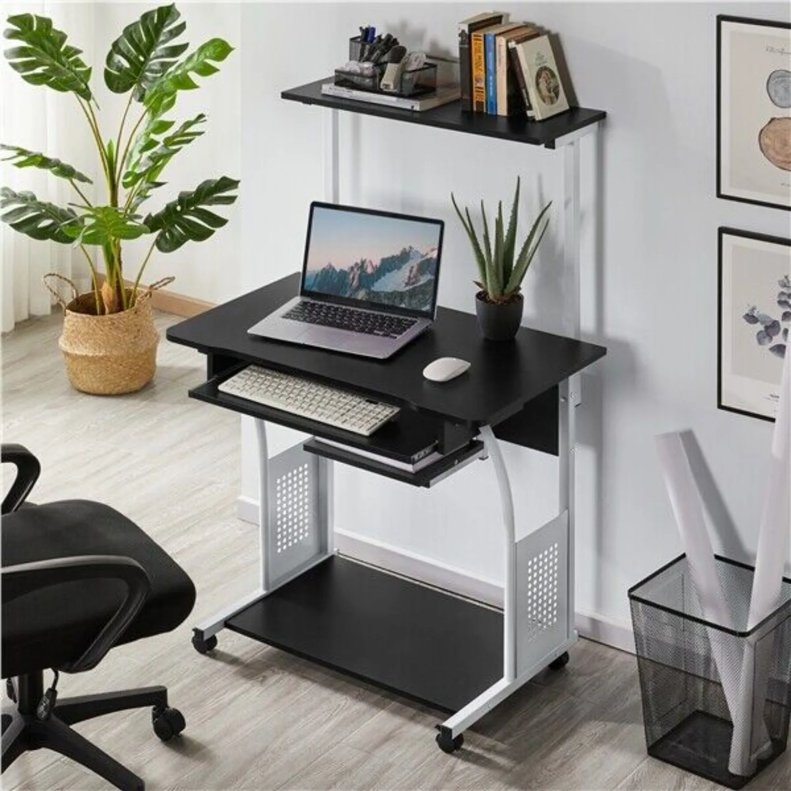 

Rolling Computer Desk w/ Printer Shelf Laptop Writing Study Table Home Office United States