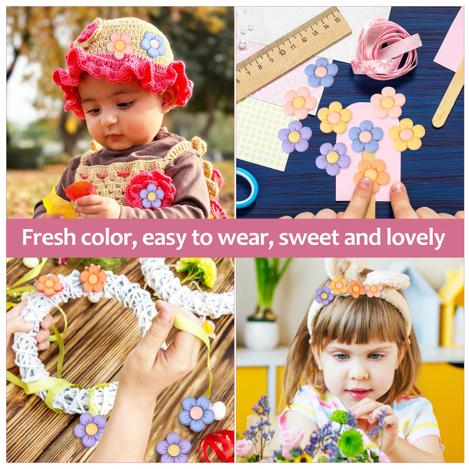 

50 pcs Resin Flowers Accessories Flatback Flower-Shaped Charms Embellishments For Diy Crafts Decorations Phone Case Shoes Hats