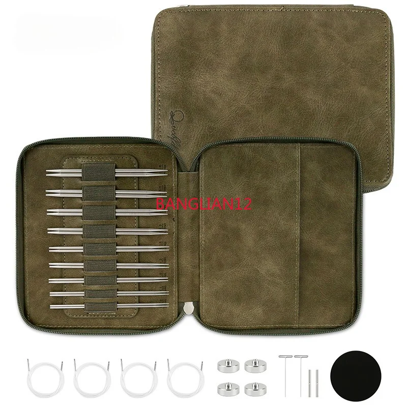 304 Solid Stainless Steel Removable Ring Needle Set, Sweater Knitting Tool