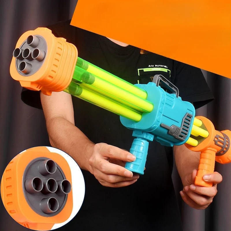 Children's Large Gatlin Rocket Launcher Pull-out Water Gun Toy Five-hole Cannon Rafting Beach Summer Water Stall Play Toys