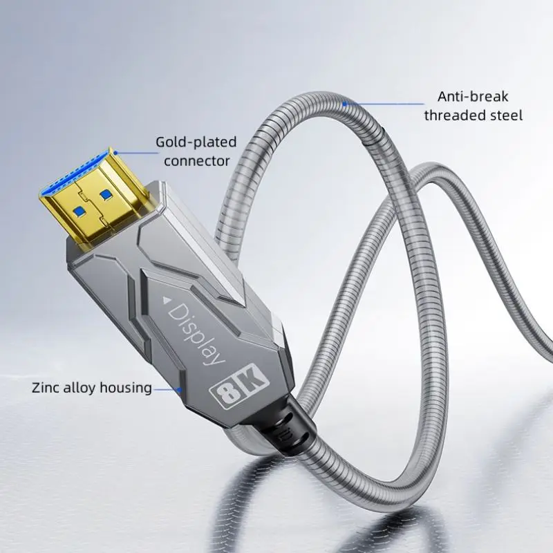 كابل DTECH ذكر إلى ذكر مطلي بالذهب HDMI 8K بطول 2 متر كابل ألياف HDMI 2.1 مدرع