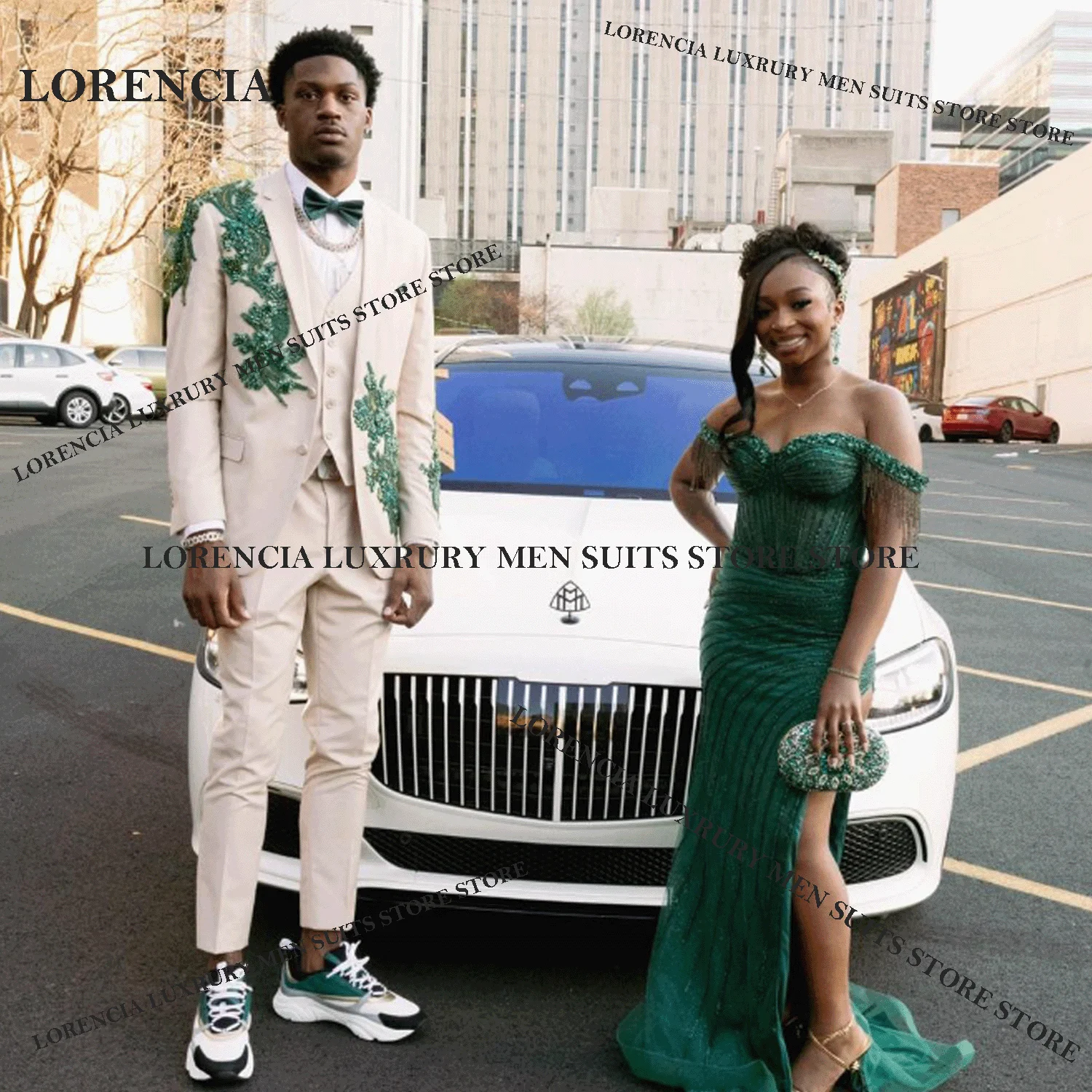 

Customized Exquisite Jewelry Men suits For Wedding Groom Sequins Crystal Male Prom Party Luxury Blazer 3 Pieces Set Tuxedos Slim