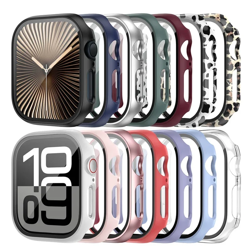 Gehärtetes Glas + Abdeckung für Apple Watch 10 42 mm 46 mm, matt, hart, PC-Stoßstange, Displayschutzfolie, iWatch-Serie 10, 46 mm, Zubehör