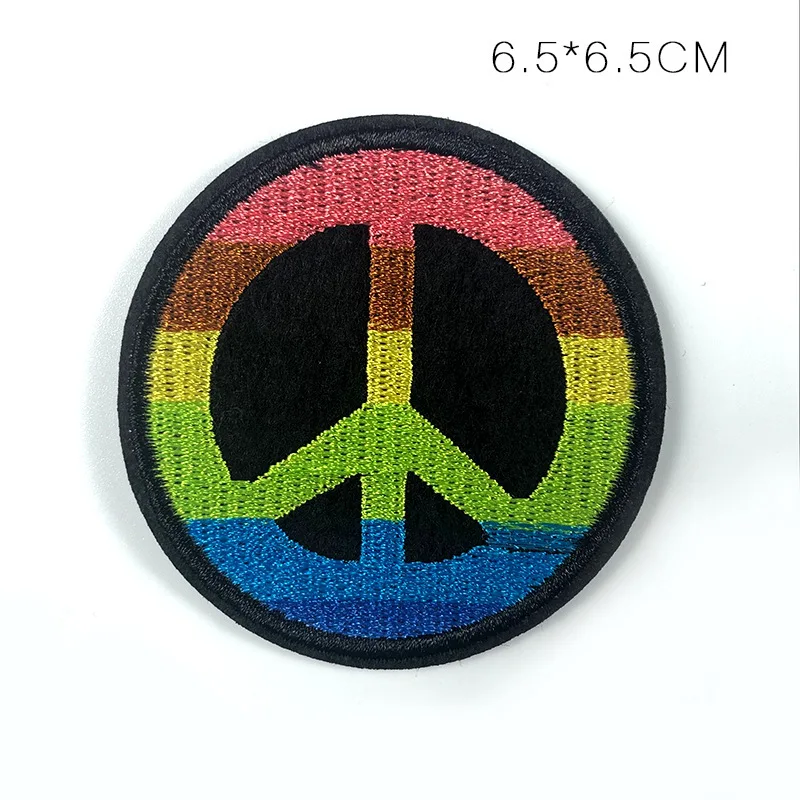 Fine Peace Letter Embroidery Patches Round Colorful Gay Pride Appliques for clothing Iron On Love Car Badges 3D Diy Coats Decor