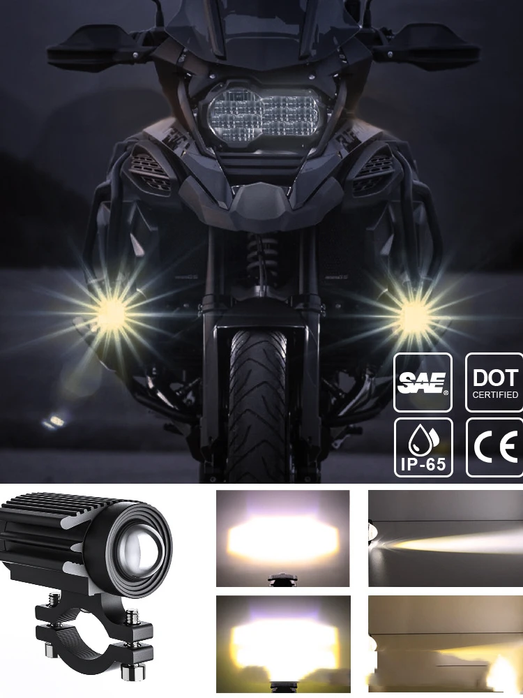 Motorcycle Spotlights Two Color Waterproof Small Steel Cannon Motorcycle off-road Vehicle Spotlights Headlamps Retrofitting