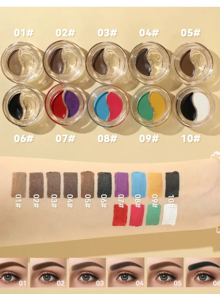 MLSMILE – crème double couleur 2 en 1, Gel teinté pour sourcils, 15 couleurs, imperméable, longue durée, sans taches, maquillage, tatouage des sourcils