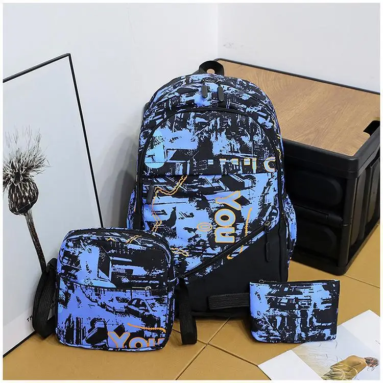 3pcs/set Male knapsack high school bags for men 2024 boys schoolbag student bag men camouflage school backpack sac mochila