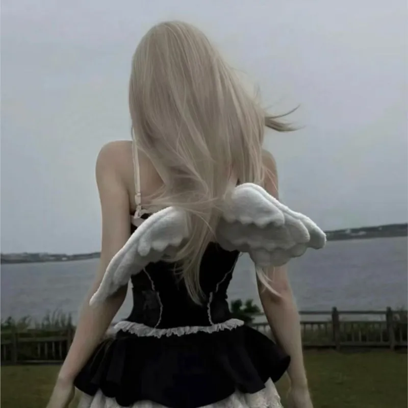 JIAERDI الحلو الأبيض الملاك الجناح على ظهره المرأة لوليتا اليابانية Kawaii أفخم حقيبة الظهر السيدات أنيمي اتفاقية لطيف حقيبة مدرسية 2025