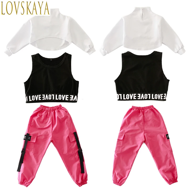 Children's short sports shirts, casual pants, hip-hop costumes, music concerts, jazz dance girl costumes