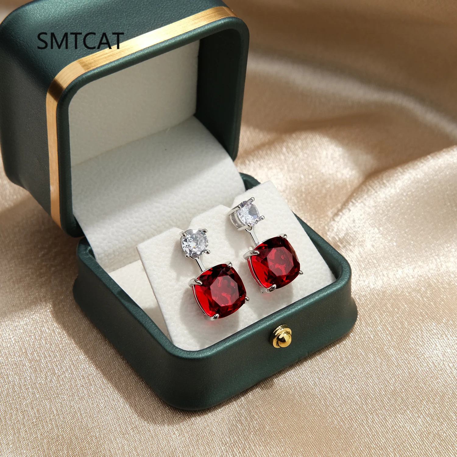 

Квадратные серьги-гвоздики из стерлингового серебра 925 пробы с красным рубином и натуральным гранатом для женщин, изящные ювелирные изделия с драгоценными камнями Brincos
