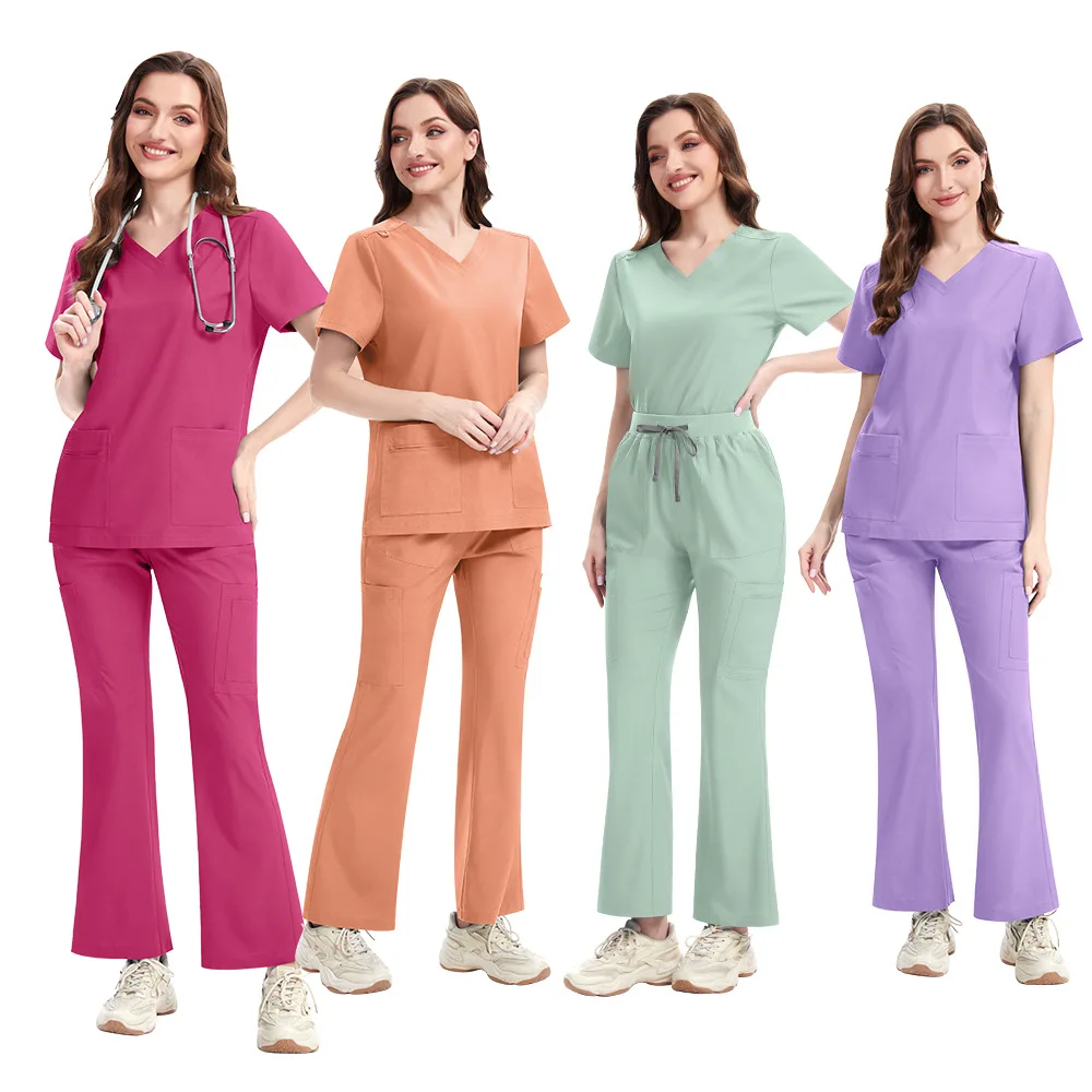 

New Micro-flared Pants Thin Quick-drying V-neck Top Solid Color Pajamas Set Comfortable Casual Women's Loungewear Set