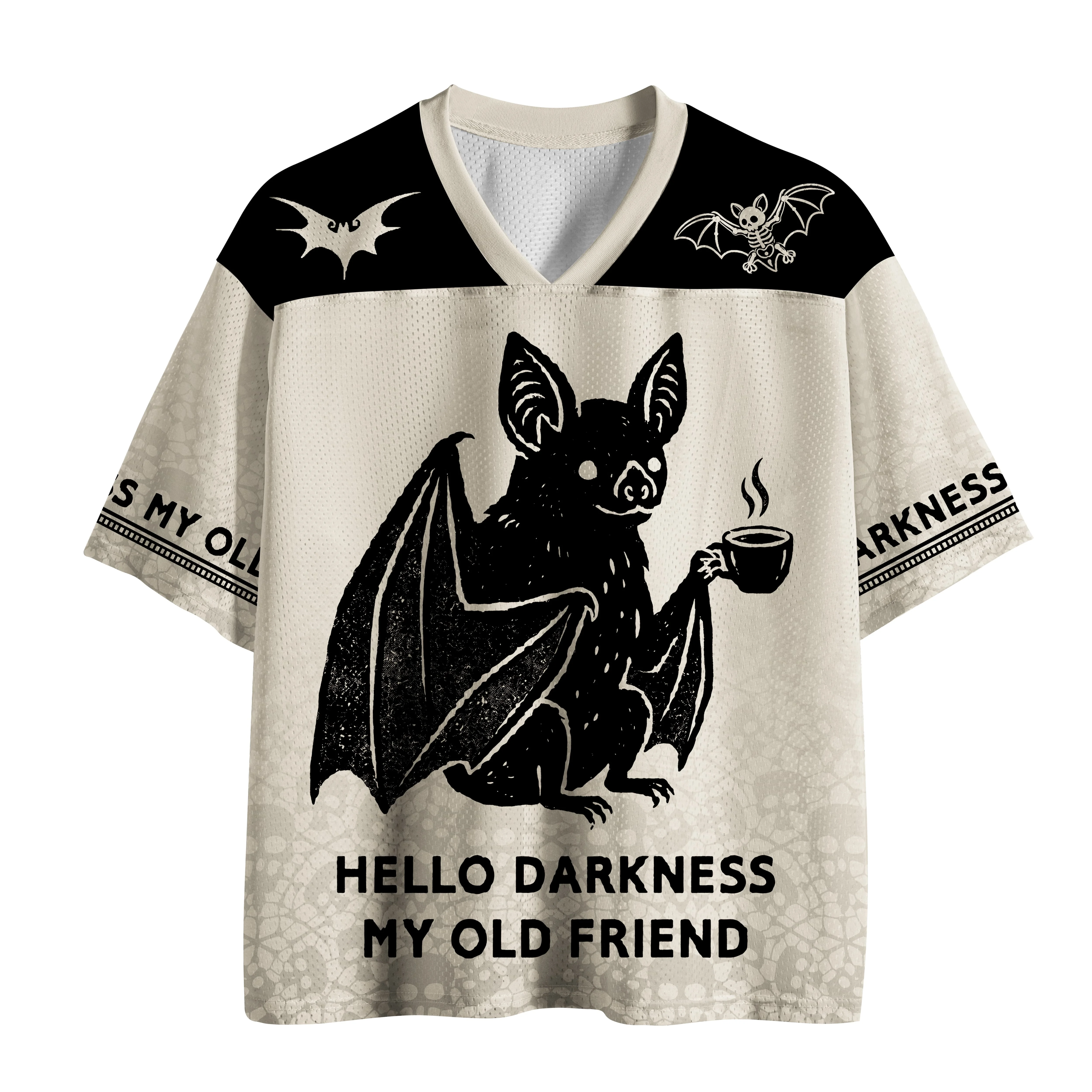 2026 new unisex mesh T-shirt V-neck lightweight breathable polyester mesh retro nostalgic printed casual sportswear