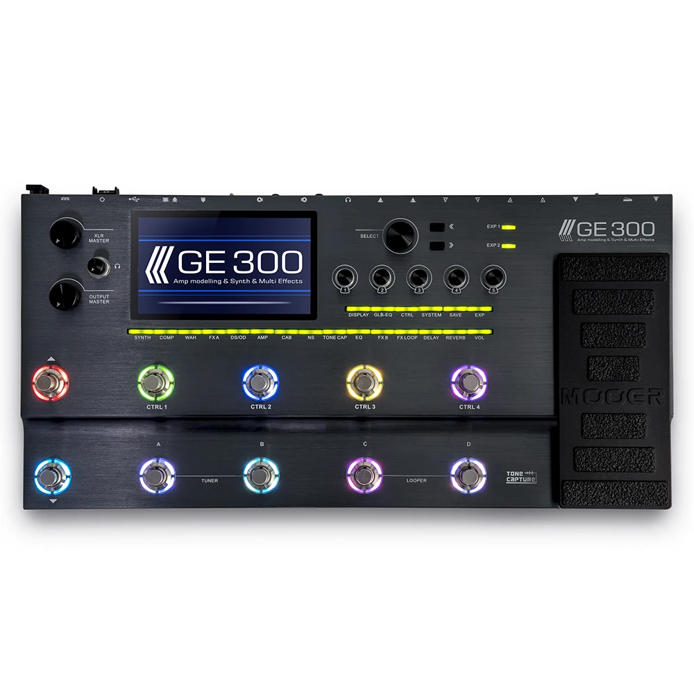 MOOER ตัวประมวลผลหลายเอฟเฟกต์กีตาร์ GE300ซินธ์แอมป์โมเดล108 preamp รุ่น164เอฟเฟกต์การบันทึกลูป (30นาที)