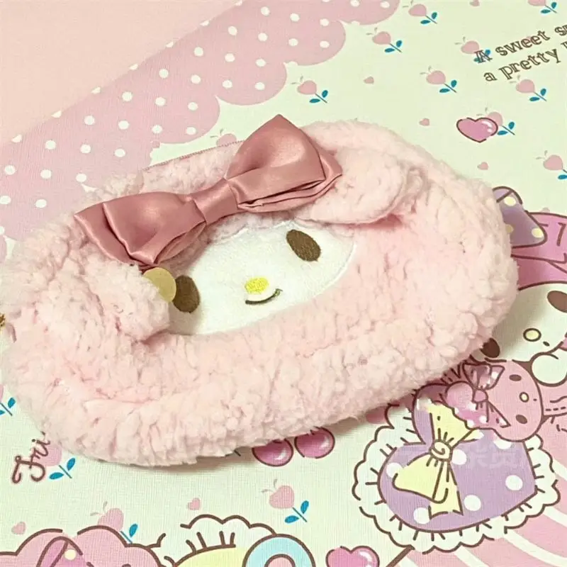 Kawaii Sanrio Piano Plush Pencil Bag Cartoon Bowknot Writing Case Pink Small Sheep Large Capacity Stationery Box Birthday Gifts