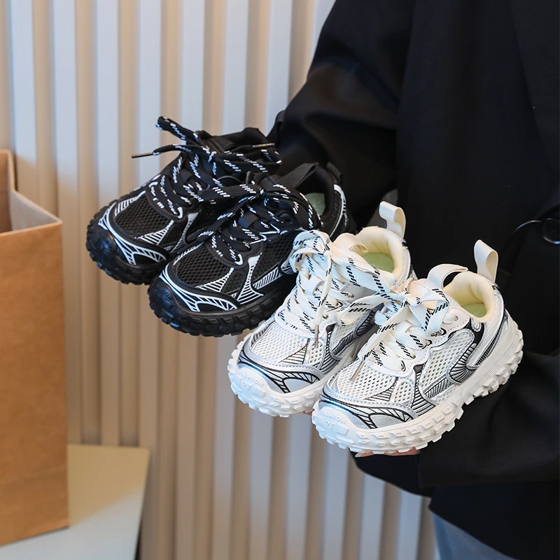 

Kids Casual Shoes Mesh Breathable Students Running Shoes Thick Soft Sole 2025 New Children Sports Shoes Non-slip Comfort Trendy