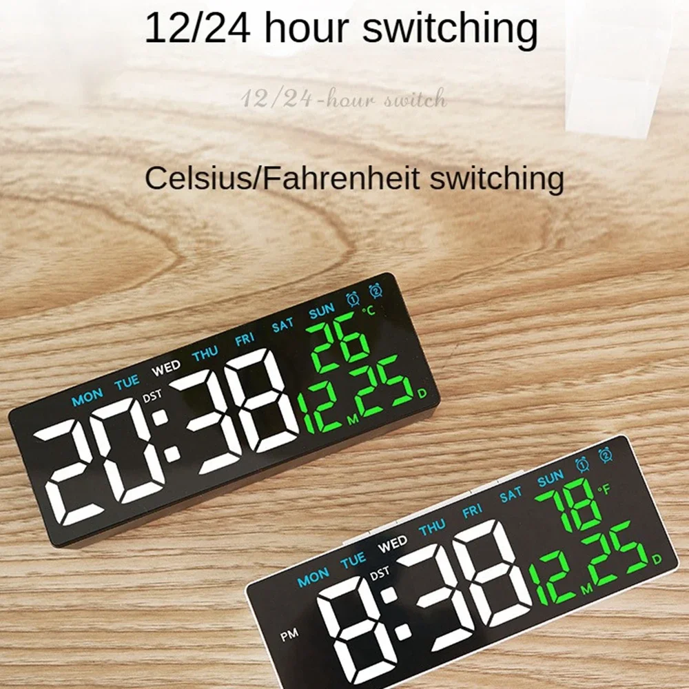 Digital Led Alarm Clock Temperature Date and Week Display Table Clock Night Mode Brightness Adjustable Electronic Alarm Clocks