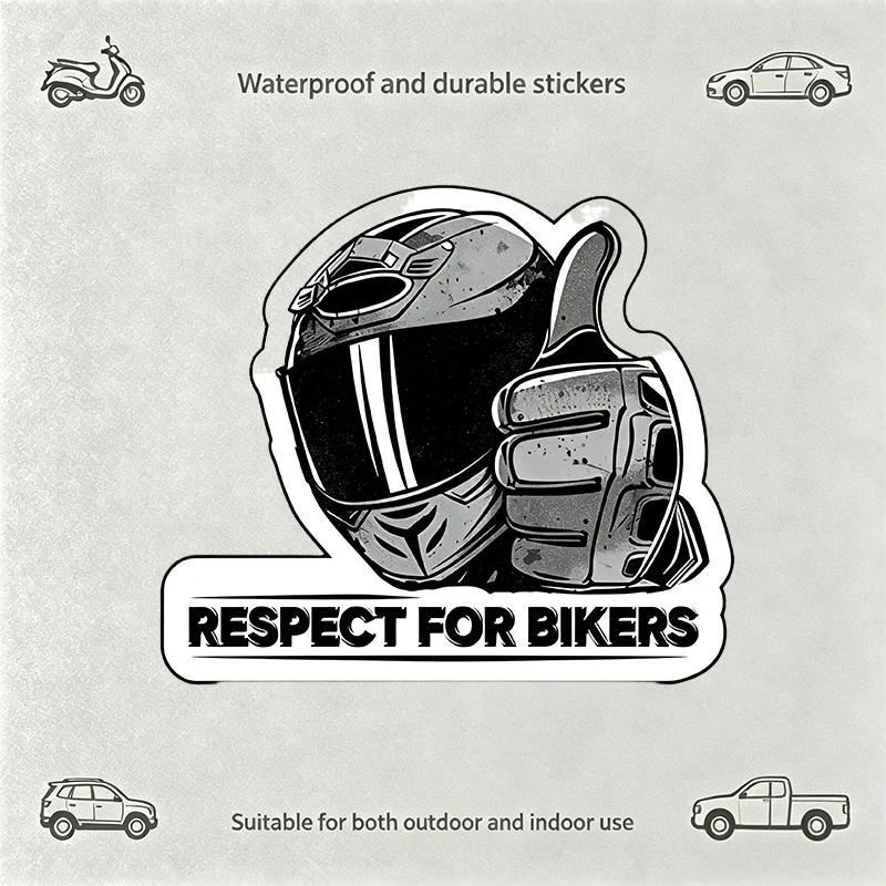 Durable Biker Helmet Thumbs Up Sticker Respect For Bikers Car Decal