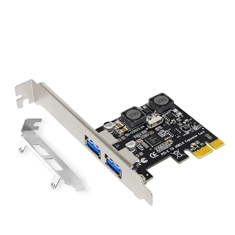 (A32M) PCI Express X1 to USB 3.0 5Gbps 2-Port Type C Expansion Card Hub Adapter Controller for Desktop PC