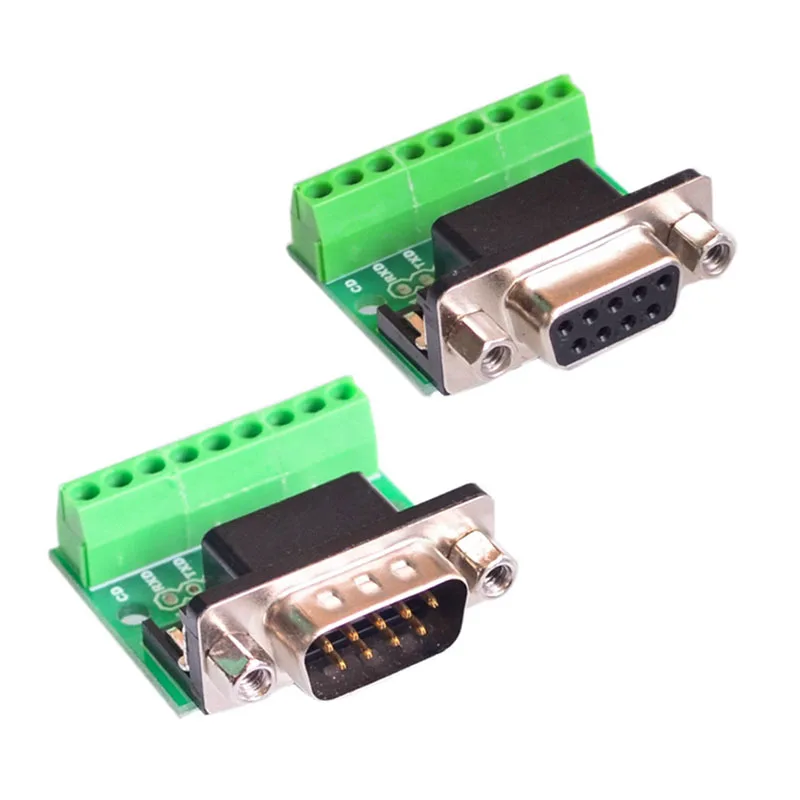 1pcs DB9 Male and Female Connector Adapter Screw Terminal 9-Pin 9-Hole RS232 RS485 Conversion Board