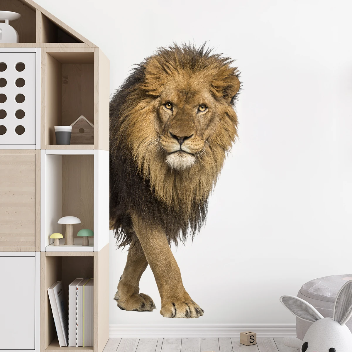 Watercolor Realistic Lion Wall Stickers for Door Living Room Decoration Kids Room Home Decor Accessories Bedroom Wall Decals