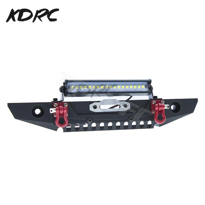 Droyuke Metal Front Bumper With LED Light for TRX-4 TRX4 Axial SCX10 90046 90047 1/10 RC Crawler Car Upgrade Accessories