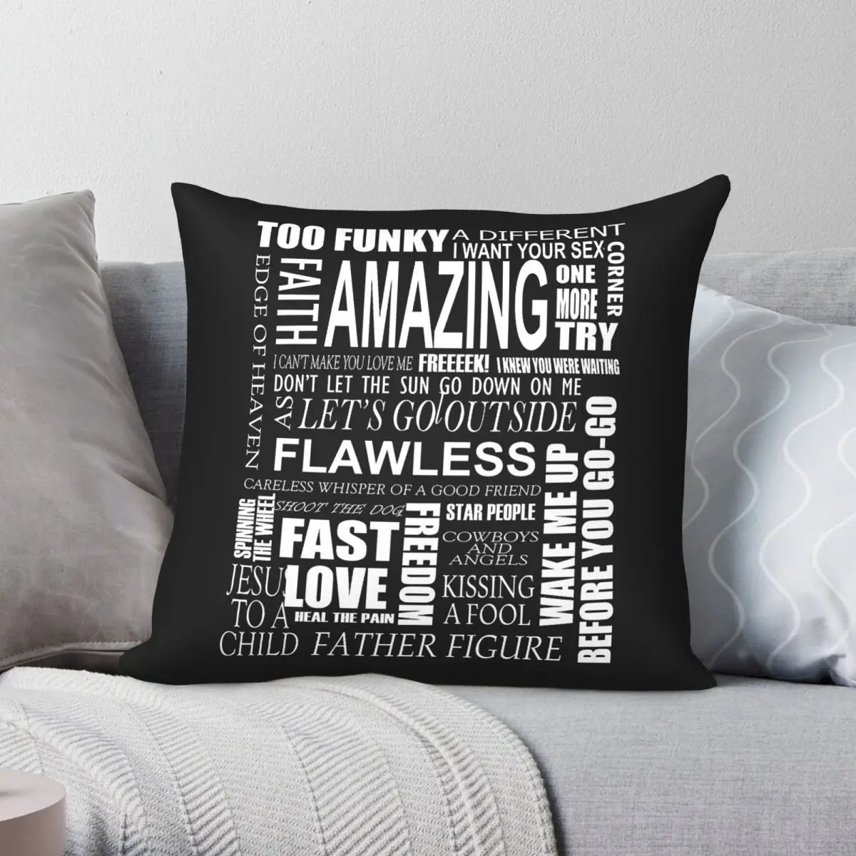George Michael Lyrics Songs Square Pillowcase Polyester Linen Velvet Creative Zip Decorative Room Cushion Case