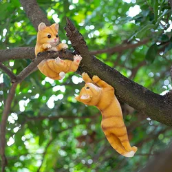 창의적인 만화 시뮬레이션 나무 등반 고양이 펜던트, 야외 정원 안뜰 발코니 풍경 송진 장식, 새끼 고양이 걸이