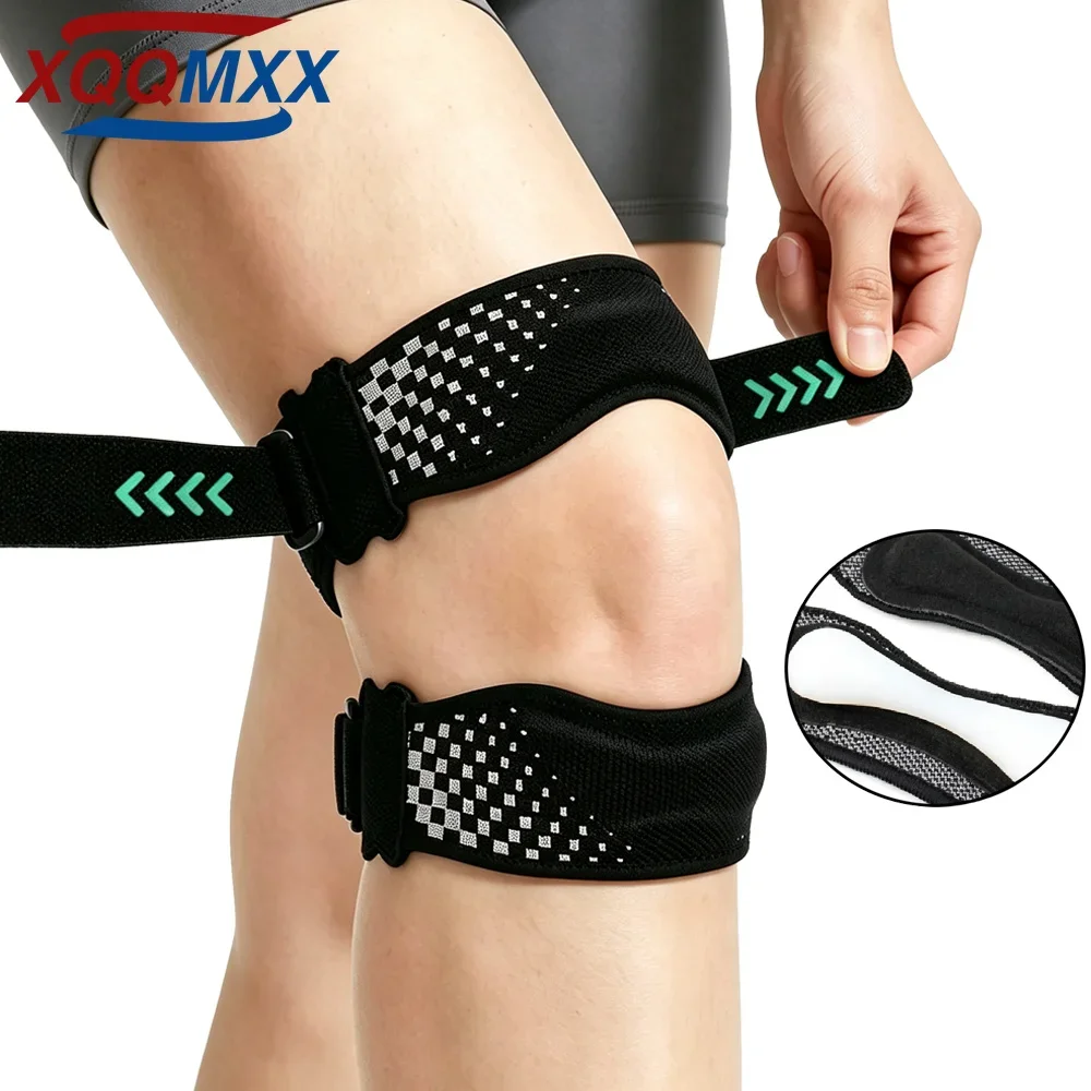 1/2Pcs Adjustable Patella Knee Brace,Compression Support Sleeve with Patellar Strap,Knee Protective Gear for Basketball, Running