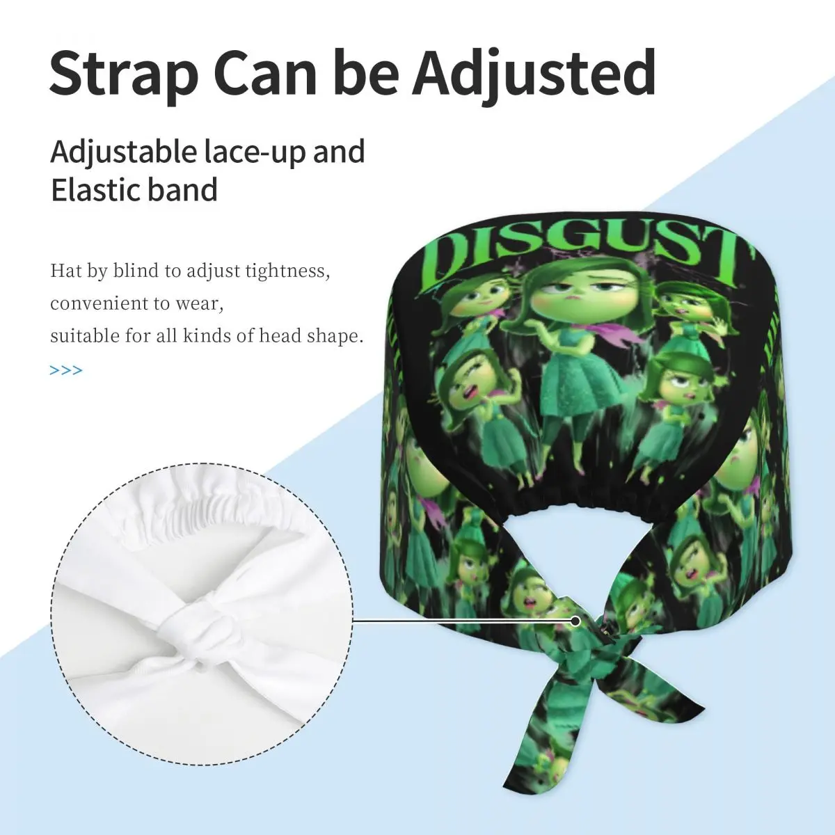 Adjustable Cartoon Inside Out DISGUST Working Hat Women Men Anime Surgical Hat Scrub Nursing Doctor Surgeon Cap for Dentist view 3
