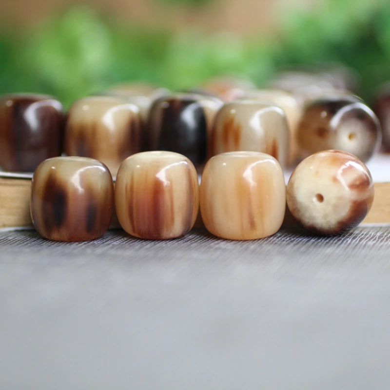 12-16mm Yak Horn Barrel shaped Beads Ox Bone Bos Grunniens Linnaeus Bracelet Necklace Rosary Healing Buddhism Jewelry Make Part