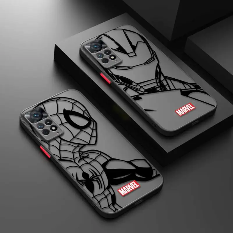 Phone Case for Redmi Note 11 12 10 Pro 9S 9T redmi 12C 10C 9A 9C Matte Cover Marvel Spider Man