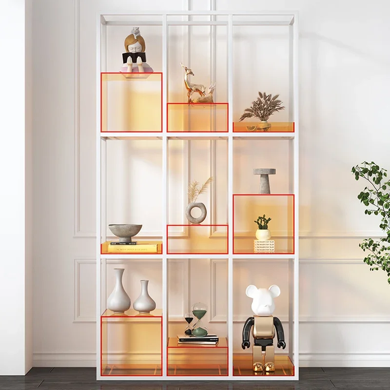 

Acrylic jewelry shelf wrought iron clothing office light luxury screen display shelf partition storage bookshelf