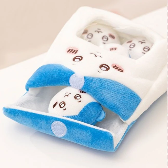 4 Pcs Chiikawa Hachiware Usagi Plush Dolls Set Cute Soft Stuffed Cartoon Rabbit Toys Non-Deformable Gift for Kids with Snack Bag