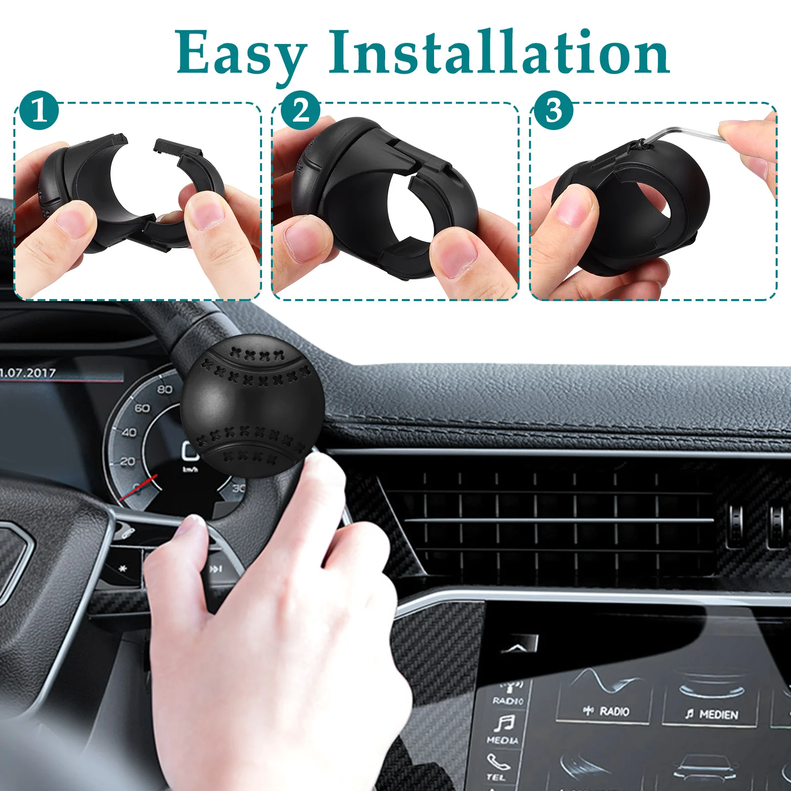 

Knob Enhanced Universal Compatibility Smooth Operation Easy Installation Steering Wheel Spinner Automotive Steering Wheel Knob