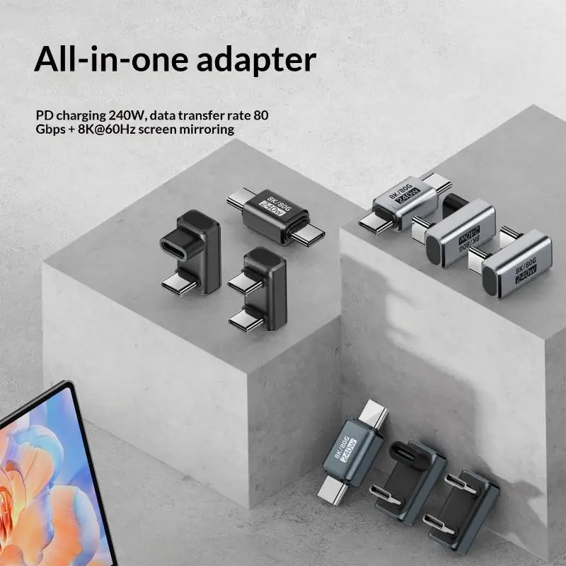 1Pcs USB-C Male To Female Adapter USB4 Connecter 240W 80Gbps 8K 60Hz USB C Adapter For Thunderbolt 5/4/3 Laptop Phone 16 Pro Ma
