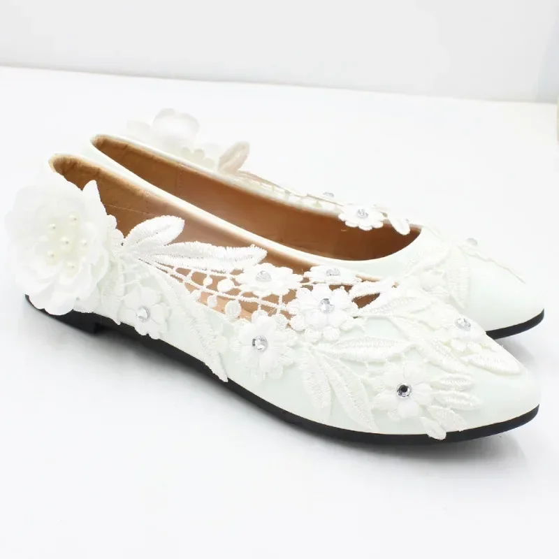 White Flower Pumps New Arrival Womens Wedding Shoes Bride High Heels Platform Shoes for Woman Ladies Party Dress Shoes view 4