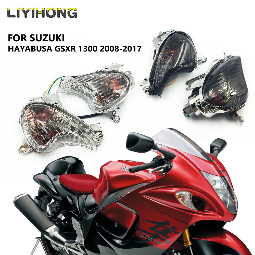 2Pcs Smoke Clear Motorcycle Front Rear Turn Signals Light Indicator Blinkers Lens Cover Shell For Suzuki Hayabusa GSXR1300 2008-